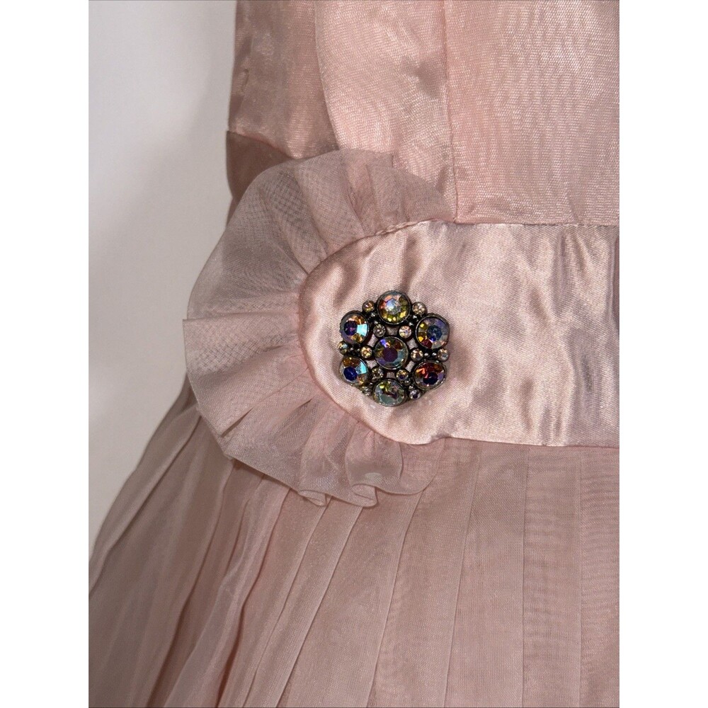 Vintage 50s Cupcake Dress Size XXS Pink Tulle Fit & Flare Prom Formal Junior 7 - Picture 3 of 16